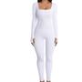 Damen Shapewear Jumpsuit mit langen Ärmeln für Alltag-Weiß-S-Luzern Mode