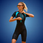 Damen Neoprenanzug | Kurze Ärmel | Reißverschluss | Schnelltrocknend | UV-Schutz-Blau-M-Luzern Mode