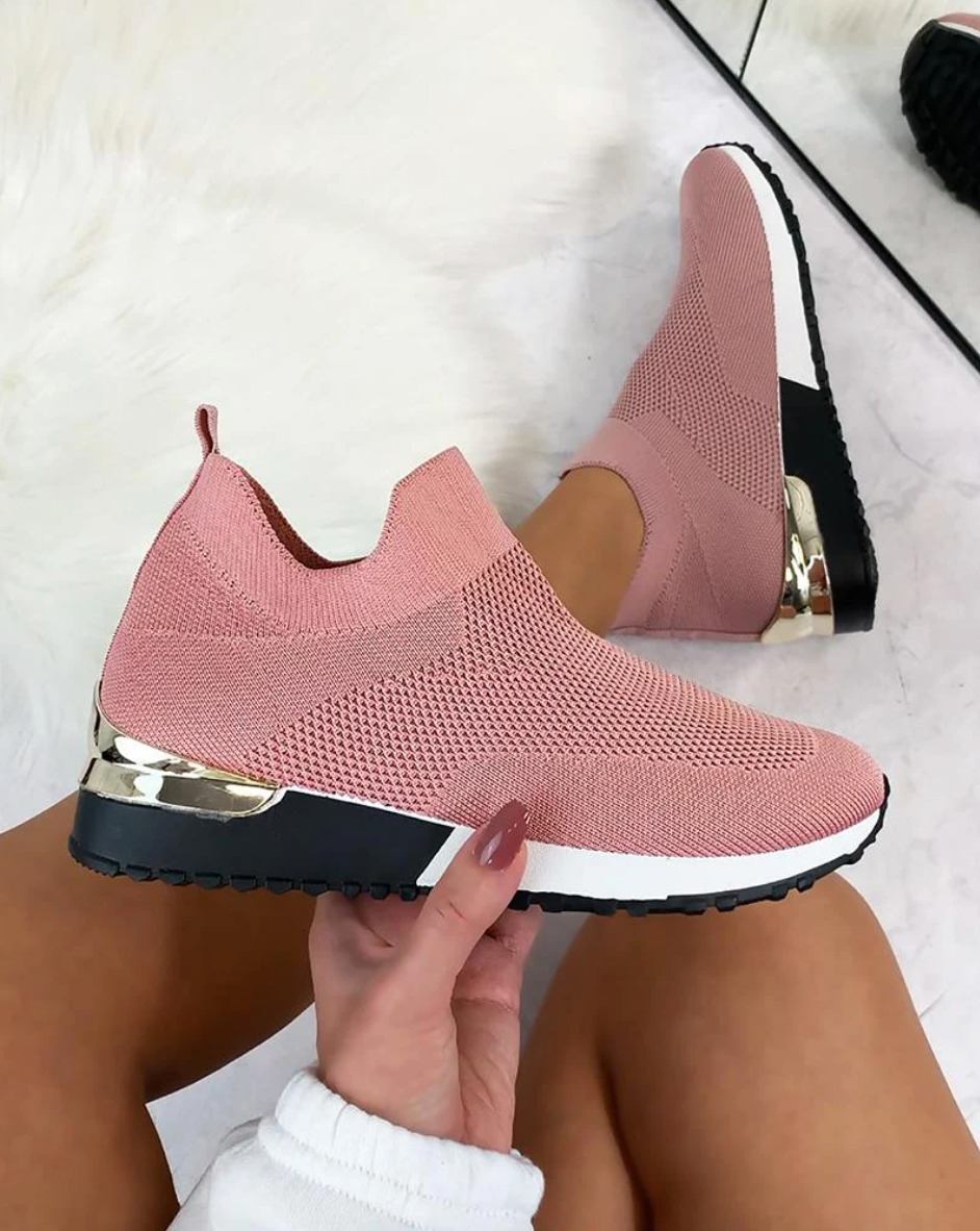 Damen Elastische Slip-On Sneakers für Alltag und Sport-Rosa-35-Luzern Mode
