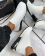 Damen Elastische Slip-On Sneakers für Alltag und Sport-Weiß-35-Luzern Mode