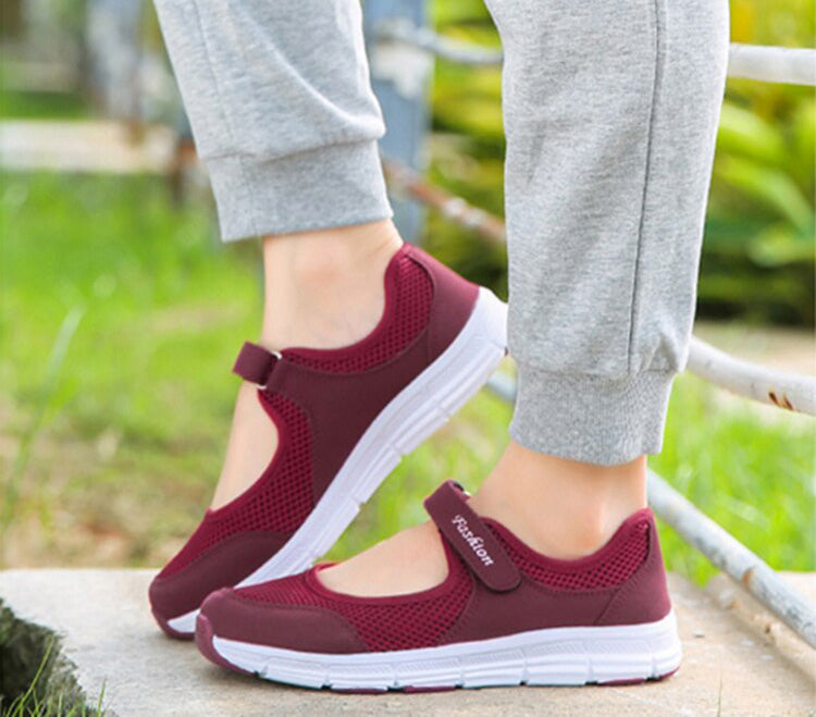 Damen Mesh Sneakers mit Klettverschluss für Komfort-Luzern Mode