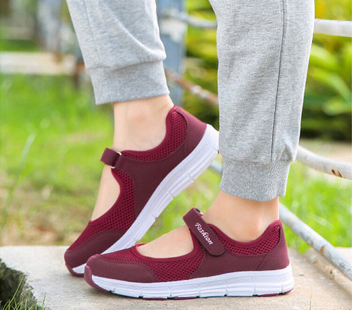 Damen Mesh Sneakers mit Klettverschluss für Komfort-Luzern Mode