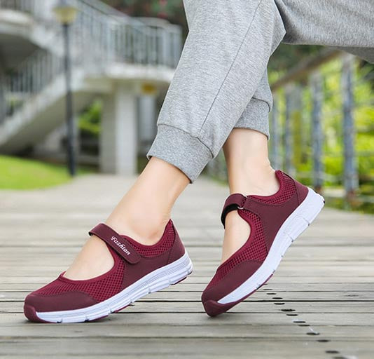 Damen Mesh Sneakers mit Klettverschluss für Komfort-Luzern Mode