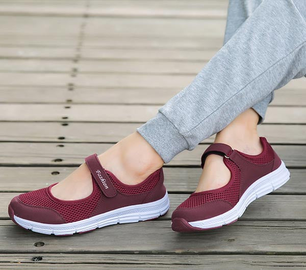 Damen Mesh Sneakers mit Klettverschluss für Komfort-Luzern Mode