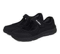 Damen Mesh Sneakers mit Klettverschluss für Komfort-Schwarz-35-Luzern Mode