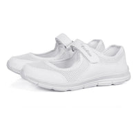 Damen Mesh Sneakers mit Klettverschluss für Komfort-Weiß-35-Luzern Mode