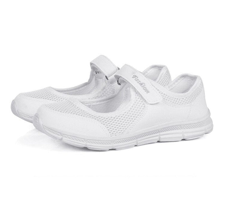 Damen Mesh Sneakers mit Klettverschluss für Komfort-Weiß-35-Luzern Mode