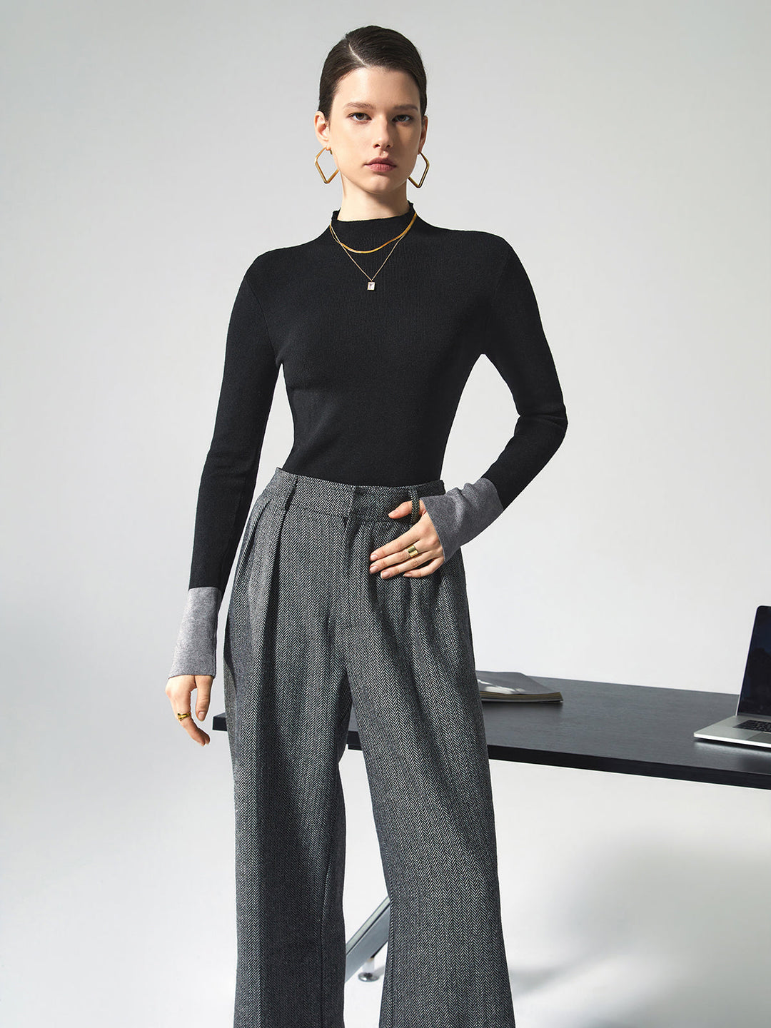 Damen Rollkragenpullover mit langen Ärmeln für Herbst/Winter-Luzern Mode