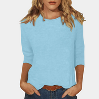 Damen Langarmshirt aus Baumwolle – Bequemes Basic Top-Blau-S-Luzern Mode