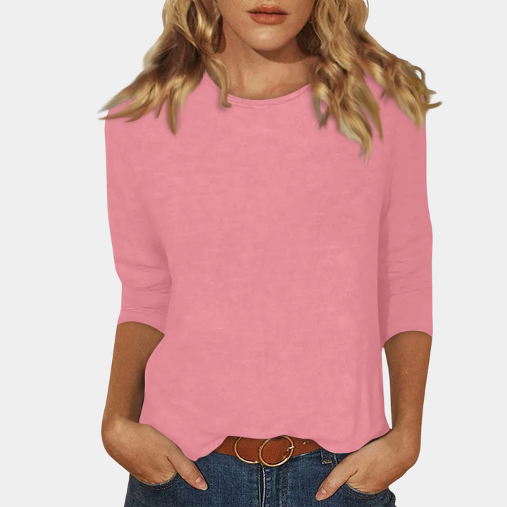 Damen Langarmshirt aus Baumwolle – Bequemes Basic Top-Rosa-S-Luzern Mode