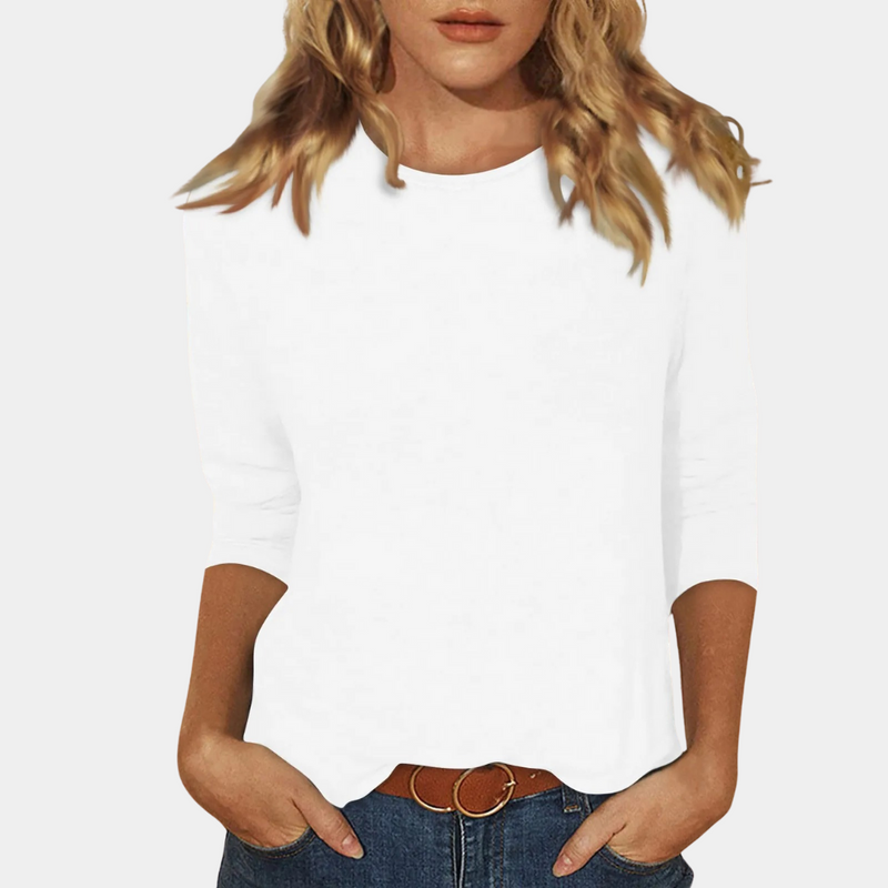 Damen Langarmshirt aus Baumwolle – Bequemes Basic Top-Weiß-S-Luzern Mode