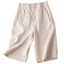 Shorts Damen | Leinen-Baumwolle | knielang | locker geschnitten | atmungsaktiv-Apricot-S-Luzern Mode