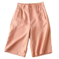 Shorts Damen | Leinen-Baumwolle | knielang | locker geschnitten | atmungsaktiv-Luzern Mode