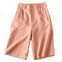Shorts Damen | Leinen-Baumwolle | knielang | locker geschnitten | atmungsaktiv-Steinrot-S-Luzern Mode
