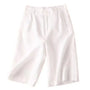 Shorts Damen | Leinen-Baumwolle | knielang | locker geschnitten | atmungsaktiv-Weiß-S-Luzern Mode