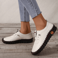 Damen Leder Halbschuhe mit Rutschfester Sohle und Schnürung-Luzern Mode