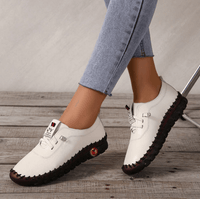 Damen Leder Halbschuhe mit Rutschfester Sohle und Schnürung-Luzern Mode