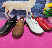 Damen Leder Halbschuhe mit Rutschfester Sohle und Schnürung-Luzern Mode