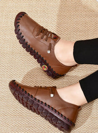 Damen Leder Halbschuhe mit Rutschfester Sohle und Schnürung-Luzern Mode