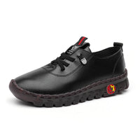 Damen Leder Halbschuhe mit Rutschfester Sohle und Schnürung-Schwarz-35-Luzern Mode
