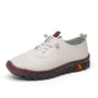 Damen Leder Halbschuhe mit Rutschfester Sohle und Schnürung-Weiß-35-Luzern Mode
