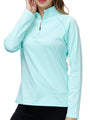Damen Langarm Sportshirt mit Reißverschluss für Outdoor-Aktivitäten-Blau-S-Luzern Mode