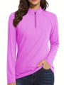 Damen Langarm Sportshirt mit Reißverschluss für Outdoor-Aktivitäten-Rosa-S-Luzern Mode