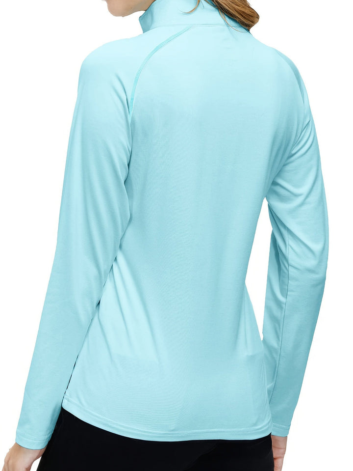 Damen Langarm Sportshirt mit Reißverschluss für Outdoor-Aktivitäten-Luzern Mode