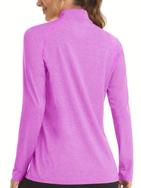 Damen Langarm Sportshirt mit Reißverschluss für Outdoor-Aktivitäten-Luzern Mode