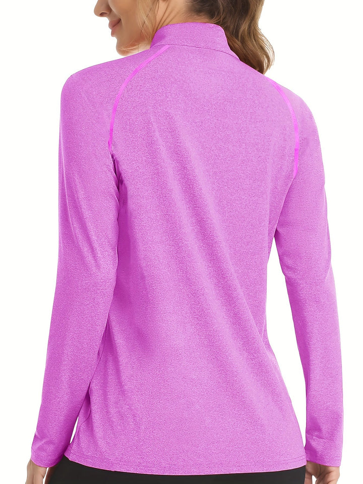 Damen Langarm Sportshirt mit Reißverschluss für Outdoor-Aktivitäten-Luzern Mode