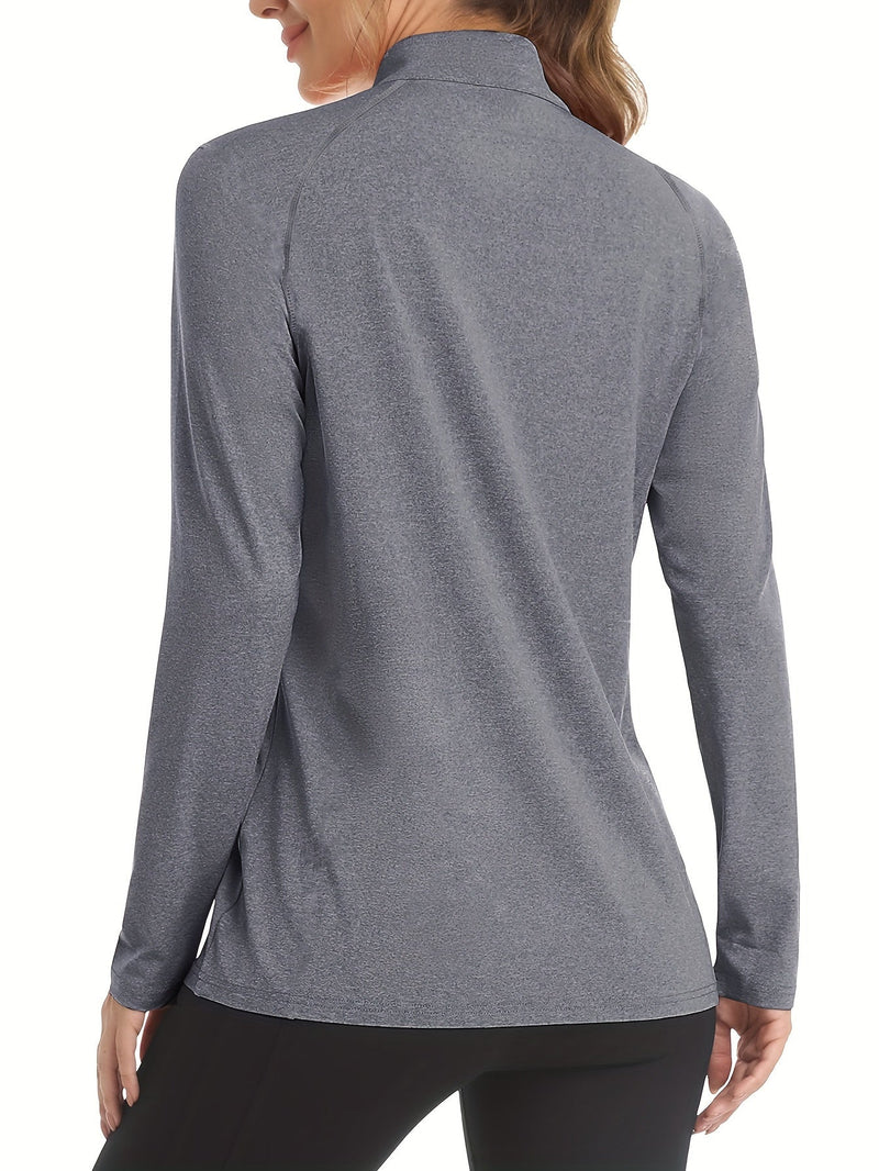 Damen Langarm Sportshirt mit Reißverschluss für Outdoor-Aktivitäten-Luzern Mode