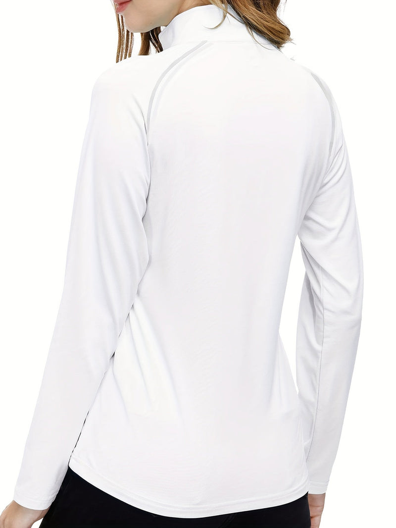 Damen Langarm Sportshirt mit Reißverschluss für Outdoor-Aktivitäten-Luzern Mode