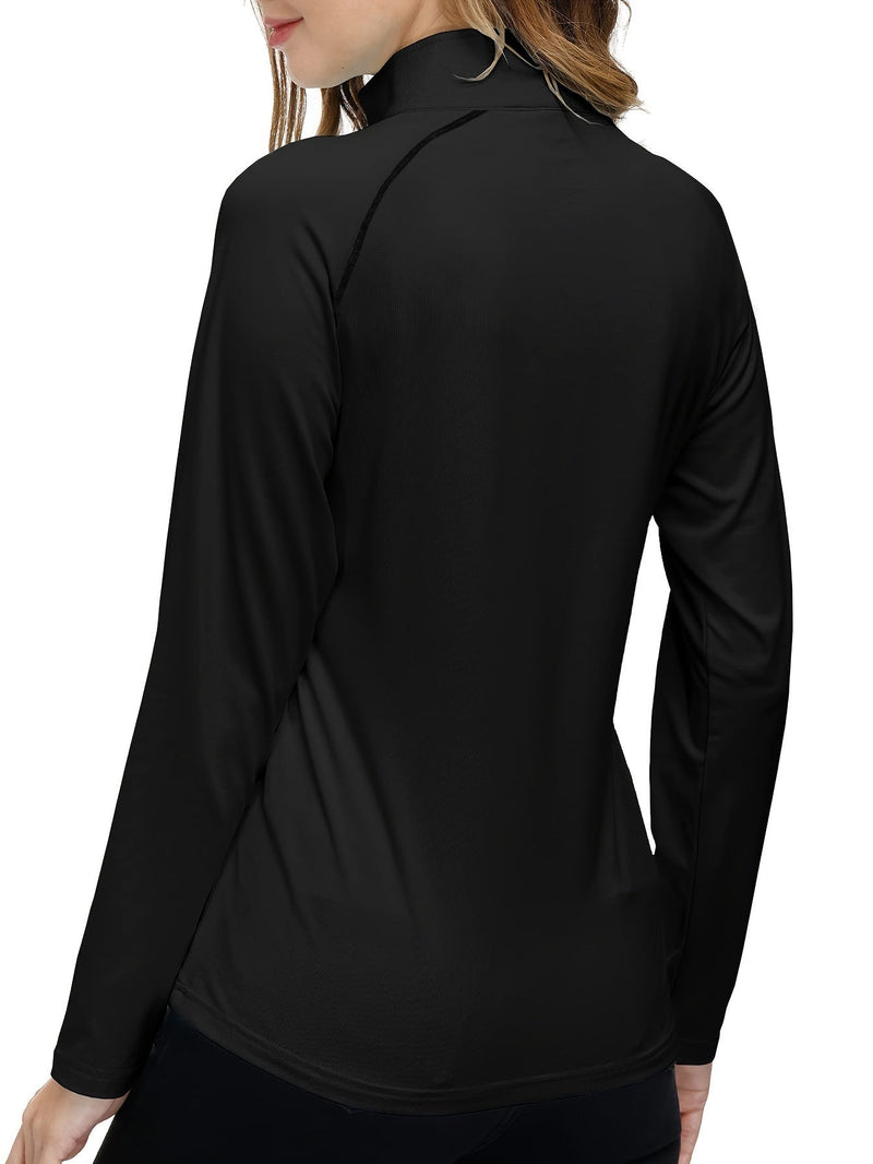 Damen Langarm Sportshirt mit Reißverschluss für Outdoor-Aktivitäten-Luzern Mode
