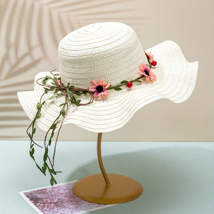 Damen Sommer Strohhut mit Blumen- und Fruchtdetails – Solène