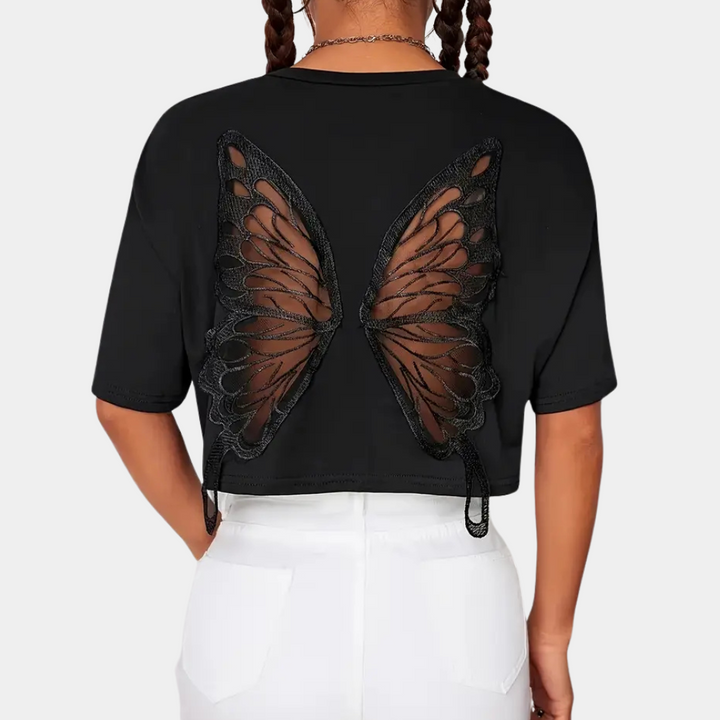 Damen Crop Top T-Shirt - Modisches Kurzarm Oberteil-Luzern Mode