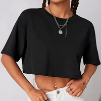 Damen Crop Top T-Shirt - Modisches Kurzarm Oberteil-XS-Luzern Mode