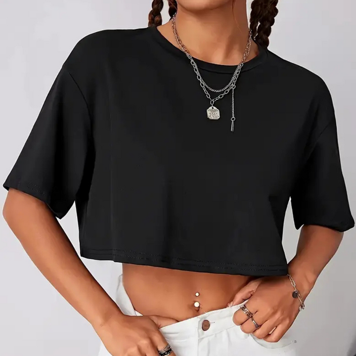 Damen Crop Top T-Shirt - Modisches Kurzarm Oberteil-XS-Luzern Mode
