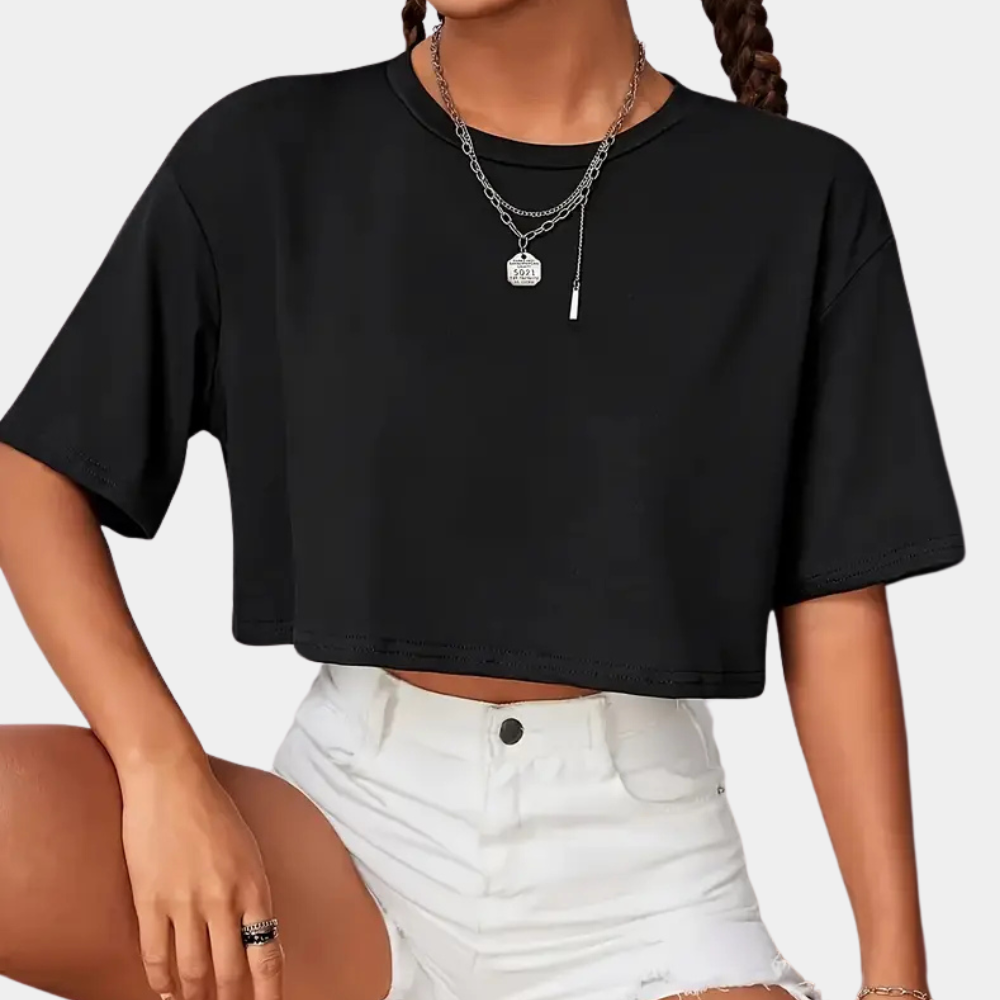 Damen Crop Top T-Shirt - Modisches Kurzarm Oberteil-Luzern Mode