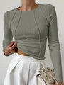 Damen Langarmshirt mit Rundhalsausschnitt und Faltenrock-Grau-XS-Luzern Mode