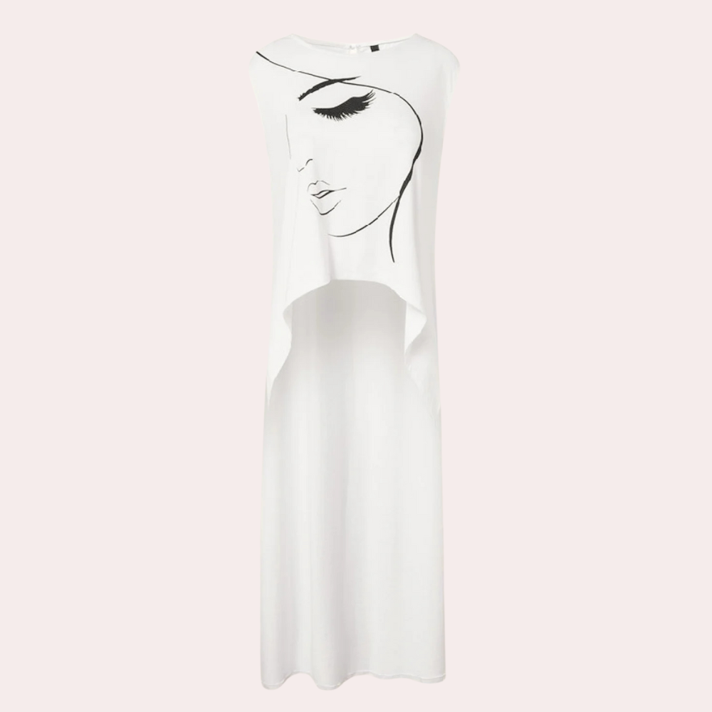 Damen Top mit Gesicht Grafik - Elegantes ärmelloses Design-Luzern Mode