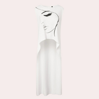 Damen Top mit Gesicht Grafik - Elegantes ärmelloses Design-Luzern Mode