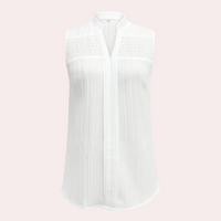 Damen ärmellose Bluse mit Spitze und V-Ausschnitt-Luzern Mode