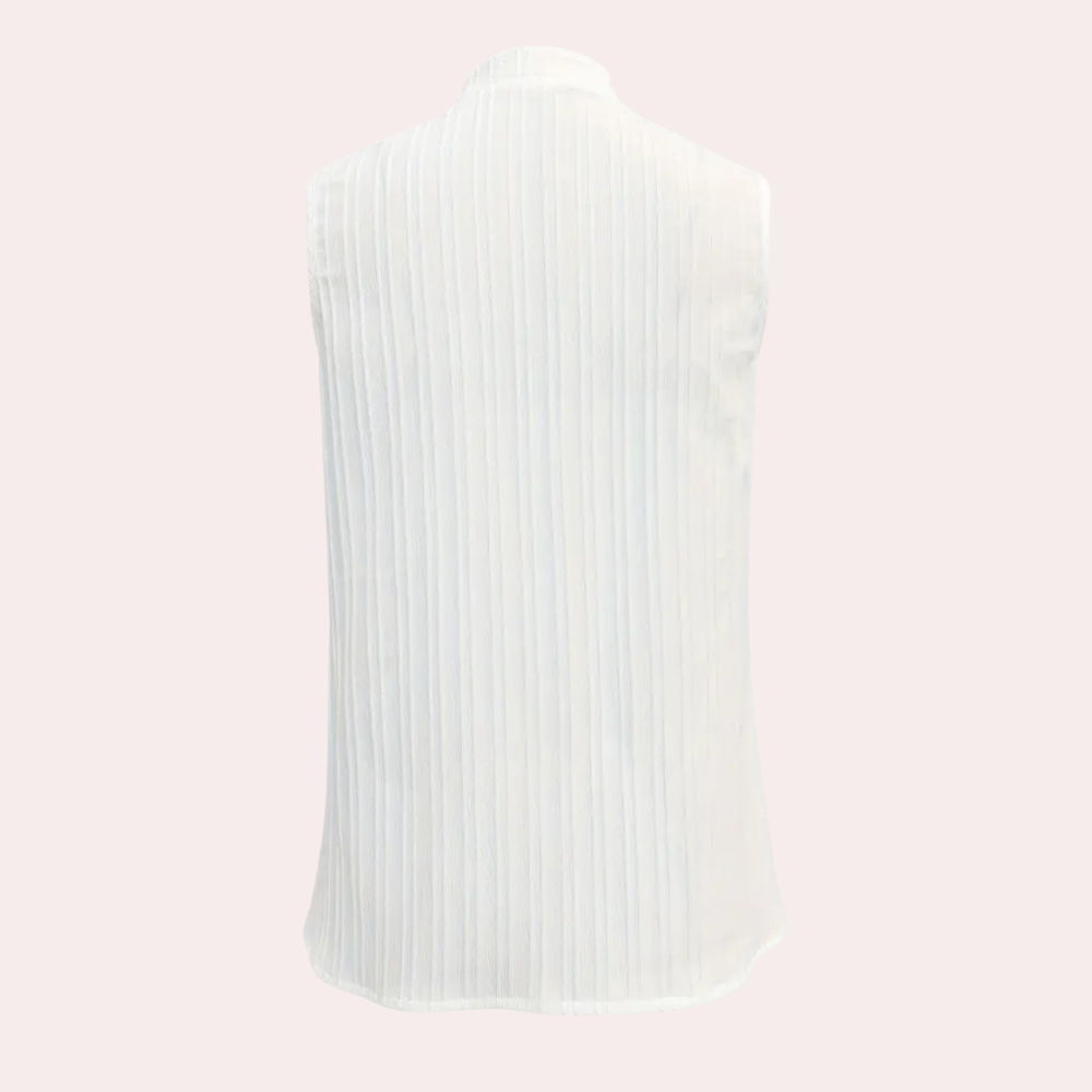 Damen ärmellose Bluse mit Spitze und V-Ausschnitt-Luzern Mode