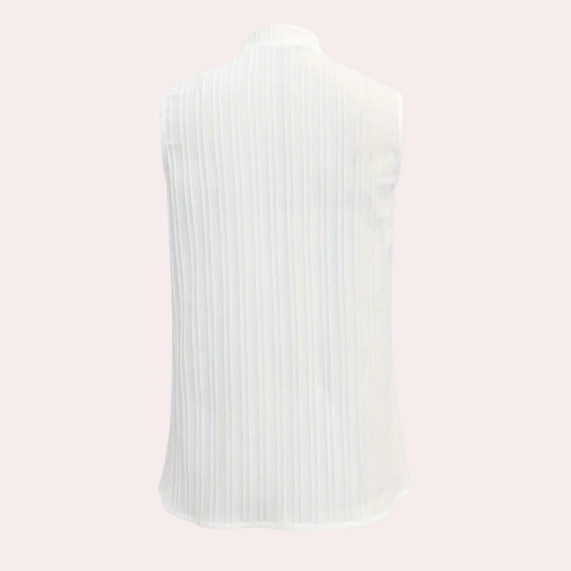 Damen ärmellose Bluse mit Spitze und V-Ausschnitt-Luzern Mode