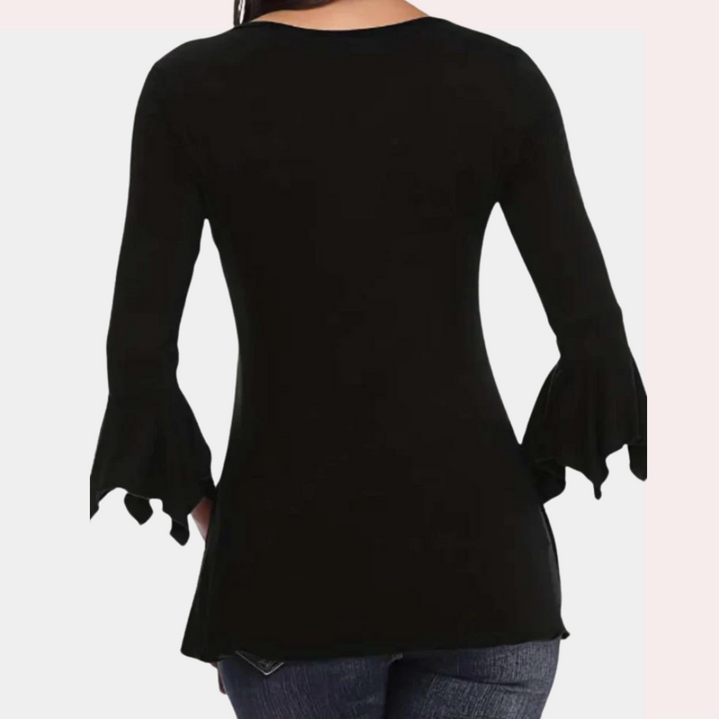 Damen Bluse mit V-Ausschnitt und Knopfleiste - Elegant-Luzern Mode