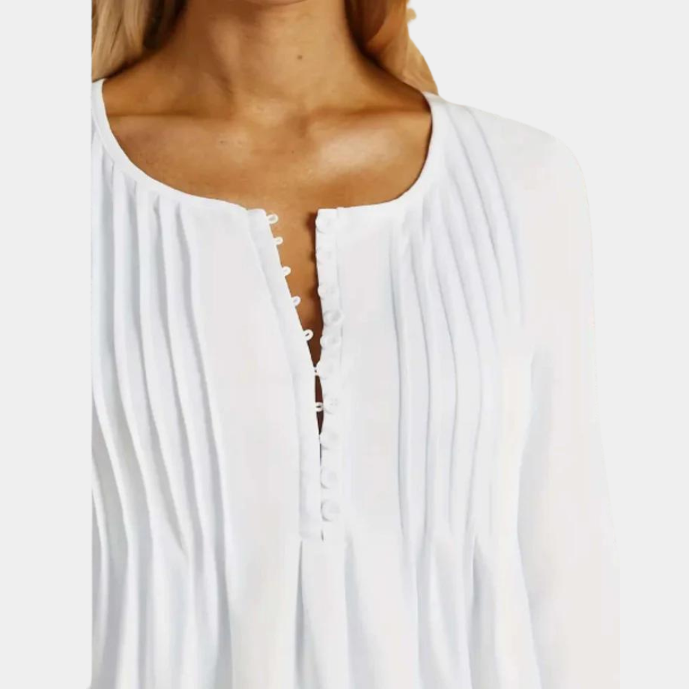 Damen Bluse mit V-Ausschnitt und Knopfleiste - Elegant-Luzern Mode