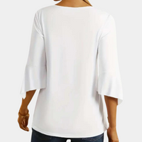 Damen Bluse mit V-Ausschnitt und Knopfleiste - Elegant-Luzern Mode