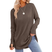 Damen Langarmshirt aus Baumwolle für Freizeit und Büro-Kaffee-S-Luzern Mode