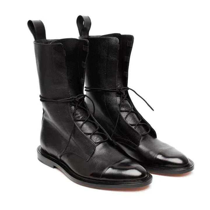 Damen Stiefeletten | Leder | Schnürung | Modern | Nachhaltig | Vielseitig-Schwarz-35-Luzern Mode