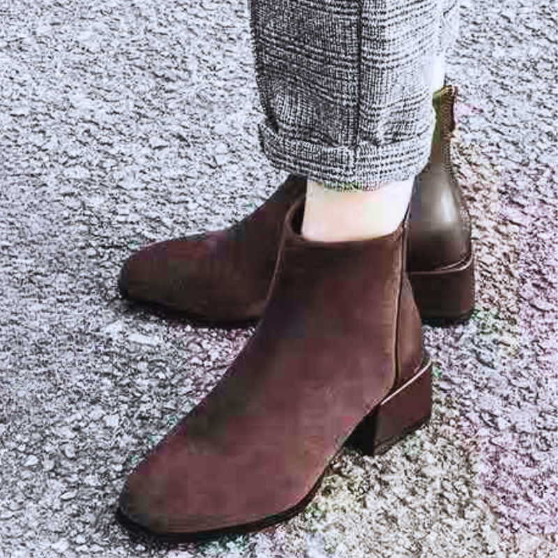 Damen Stiefeletten mit Blockabsatz für Herbst/Winter-Braun-35-Luzern Mode